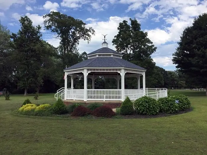 Saybrook Township Truesdell Memorial Park gazebo with landscaping