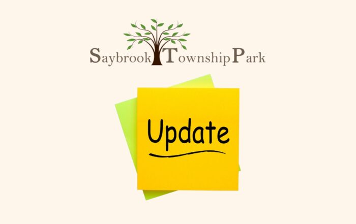 Saybrook Township Park Logo with post it image with the words update